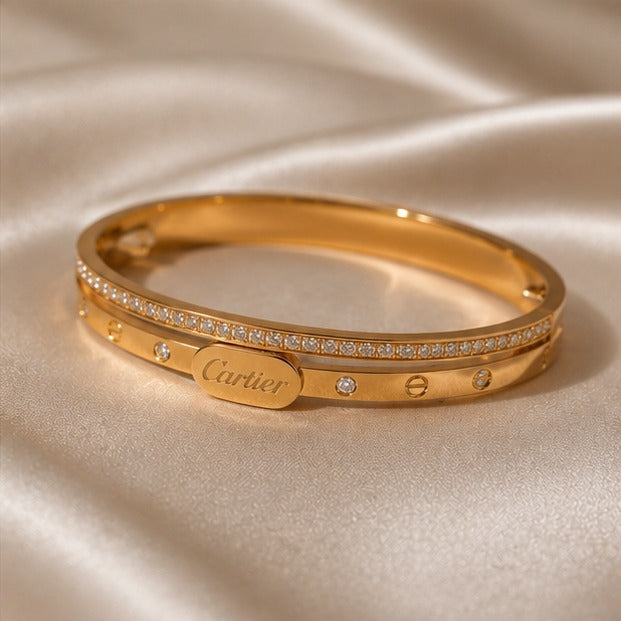 Cartier Βραχιόλι Love Διπλή Χειροπέδα με Κρύσταλλα
