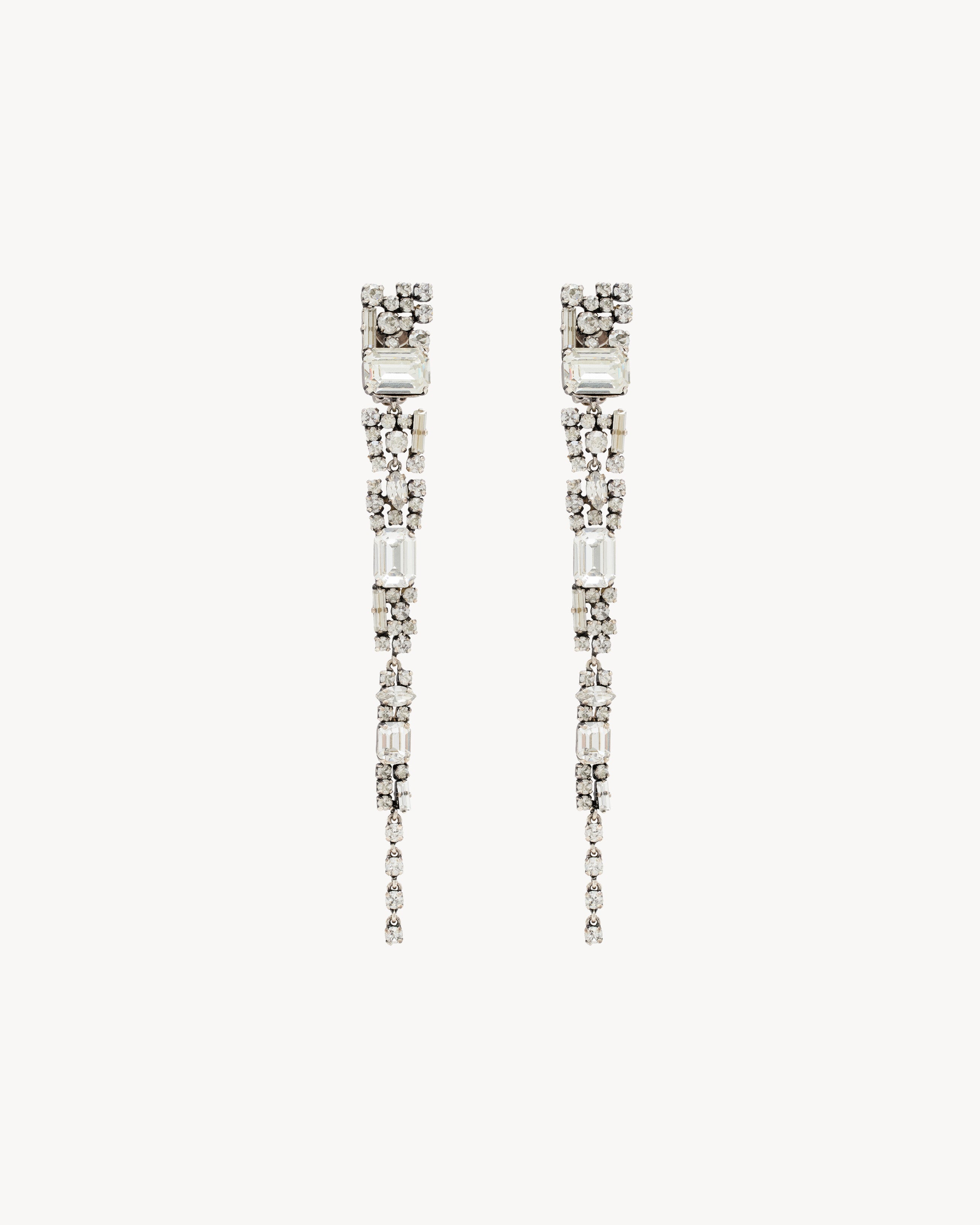 crystal icicle earrings in metal