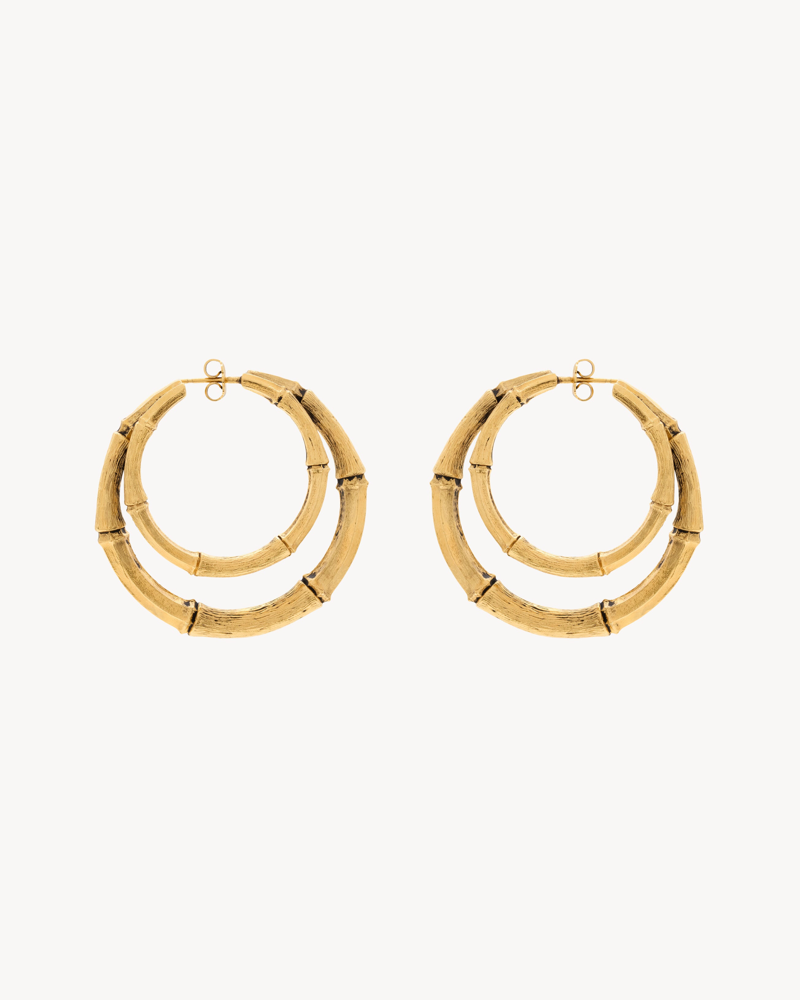 bamboo double-hoop earrings in metal