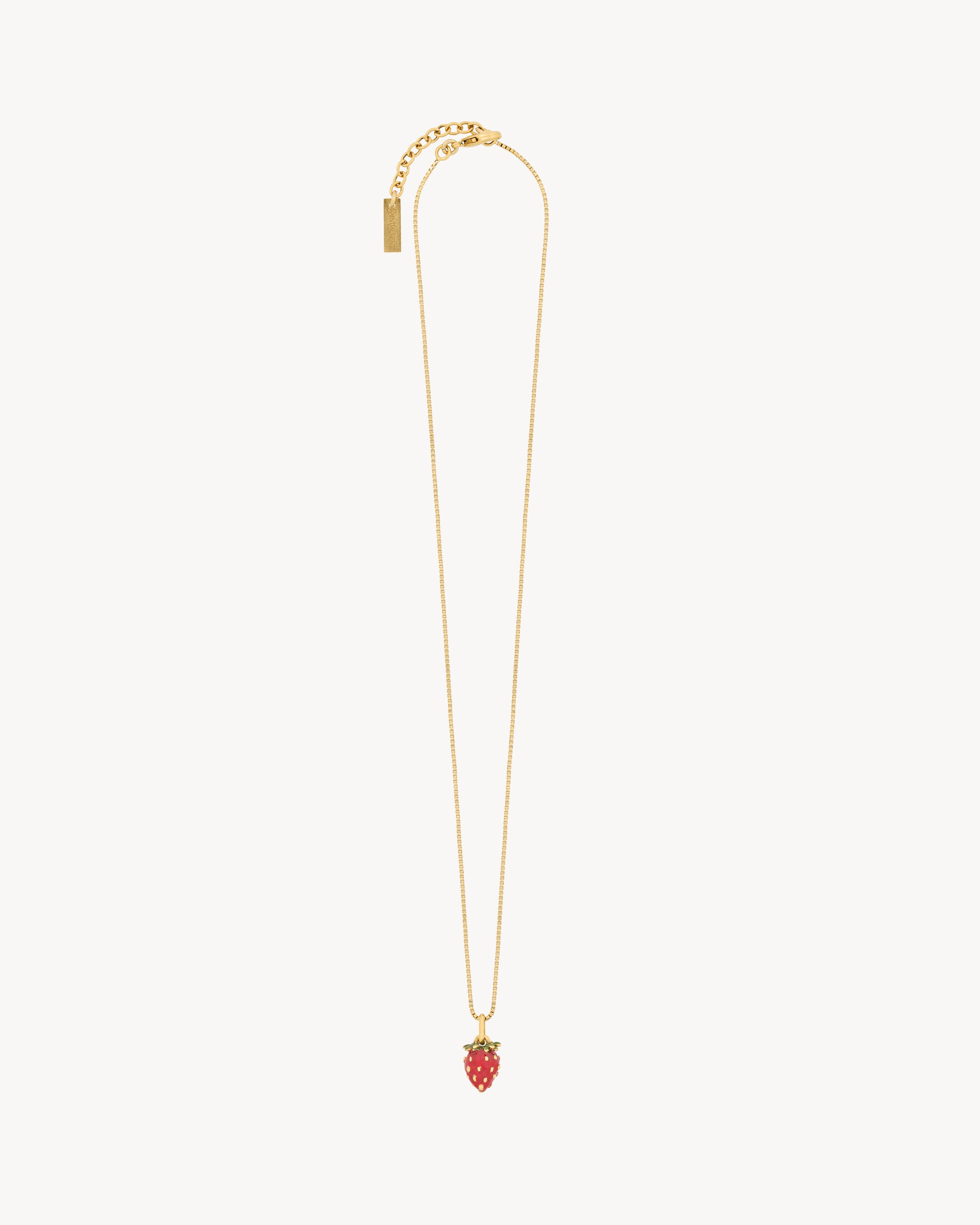 strawberry necklace in enamel and metal