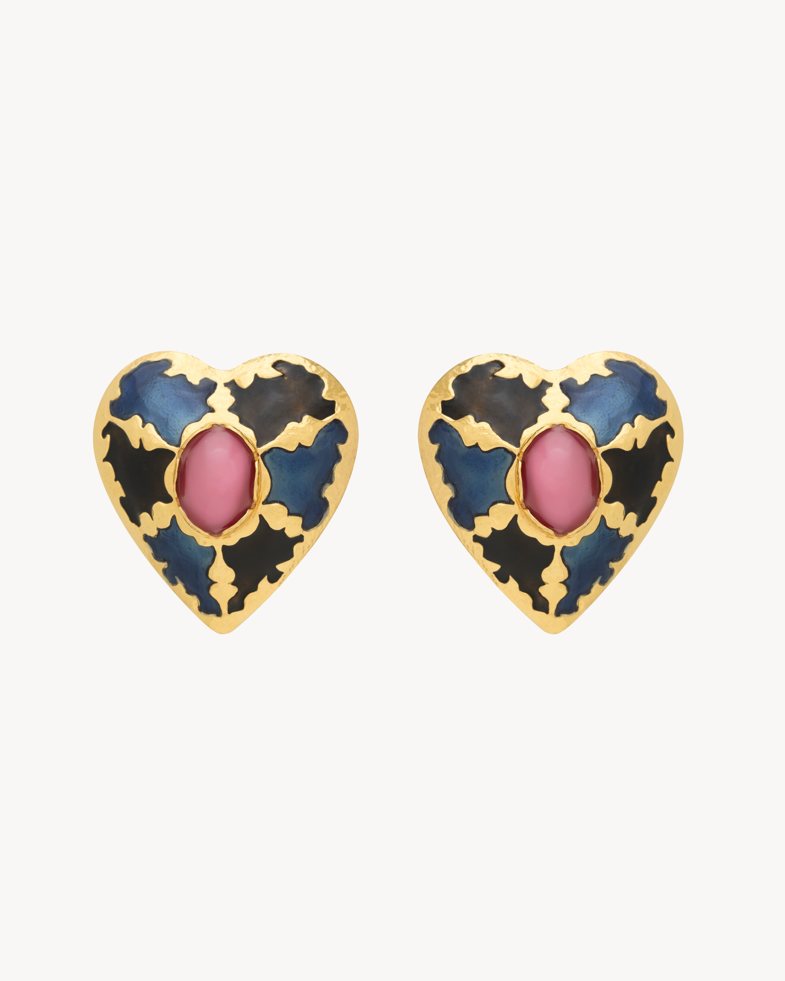 heart earrings in enamel
