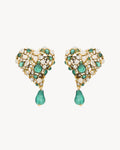crystal heart earrings in resin and metal