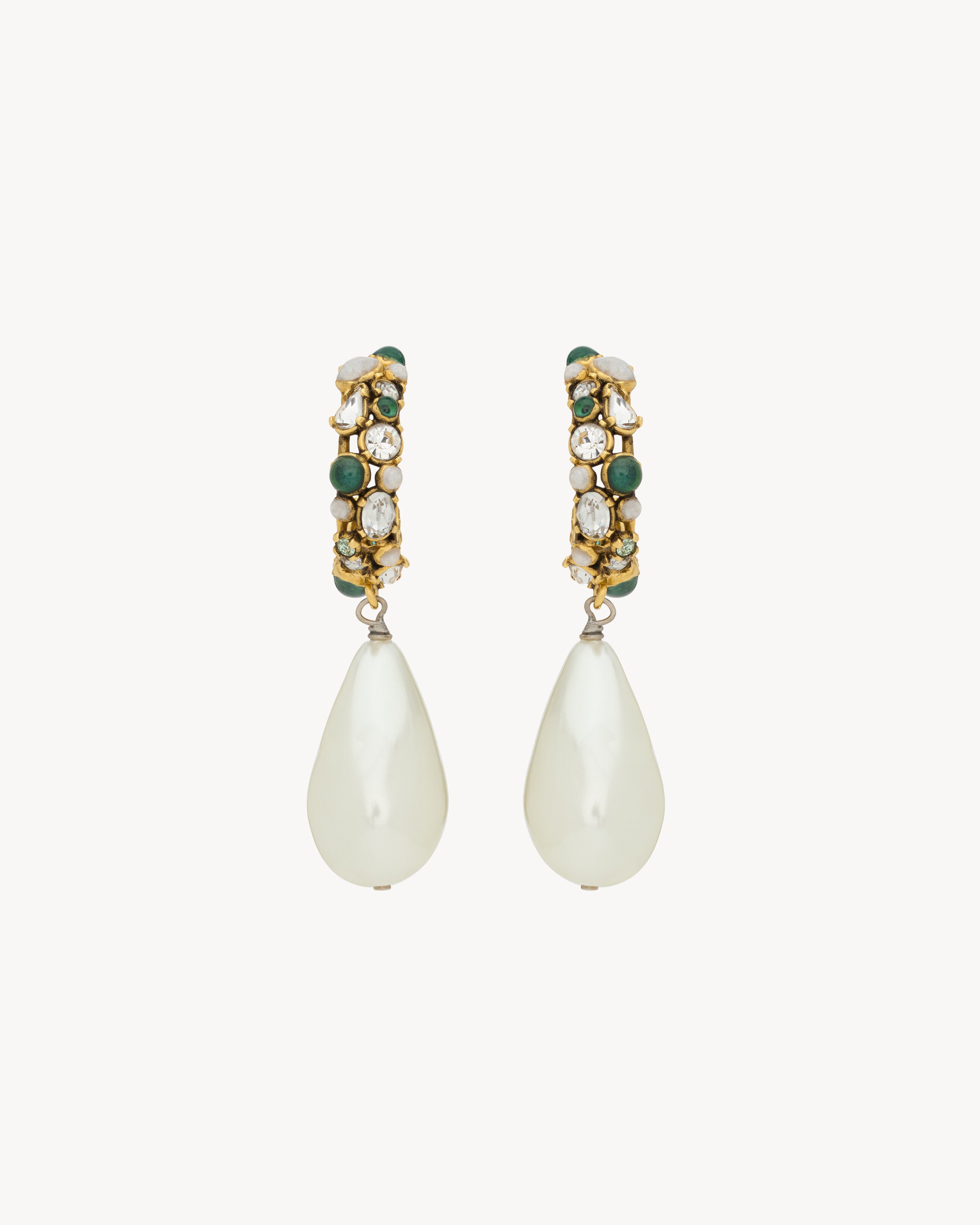 crystal hoop earrings in resin and metal