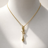 YSL Κολιέ με Μονόγραμμα και Χρυσή Σταγόνα