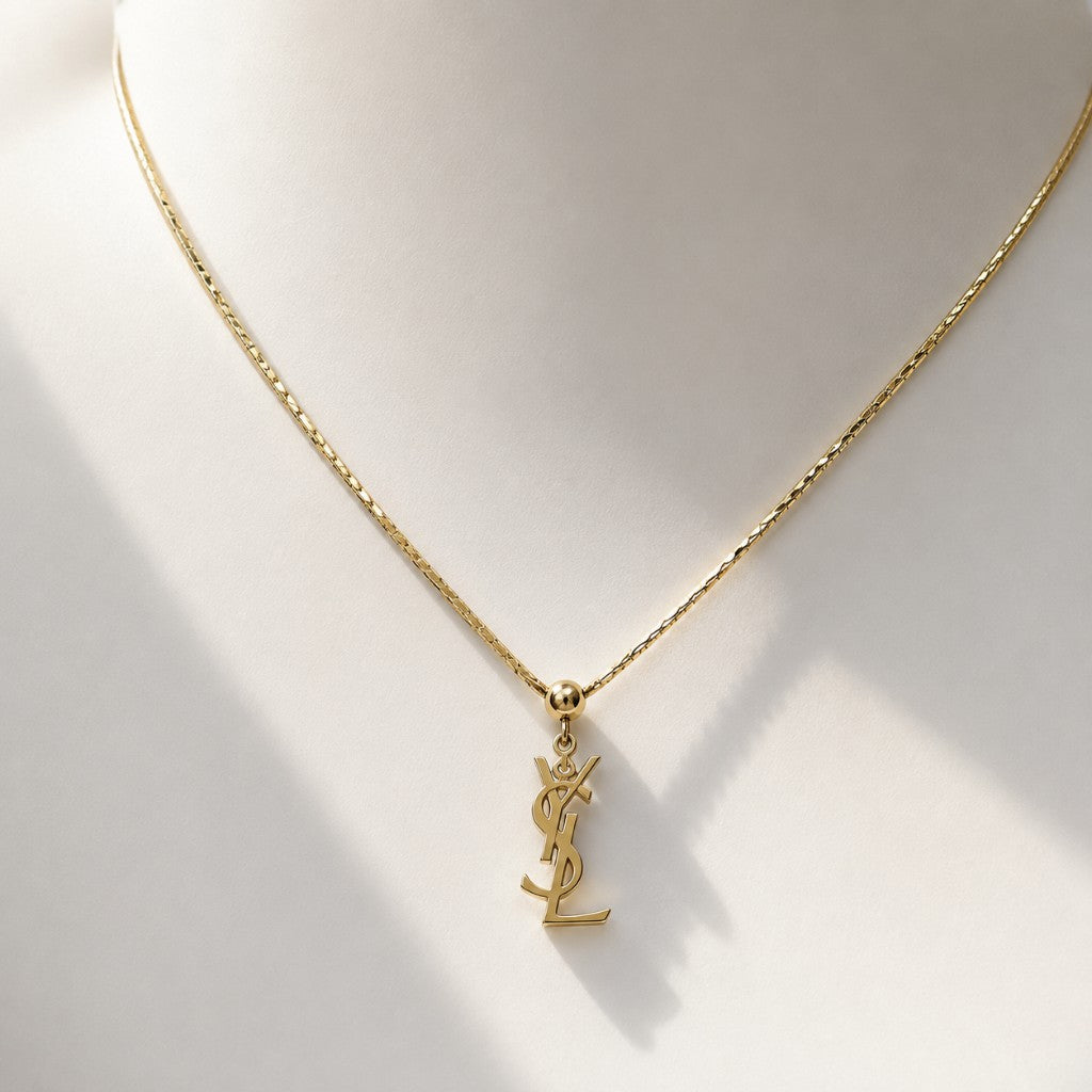 YSL Κολιέ με Χρυσό Λογότυπο YSL