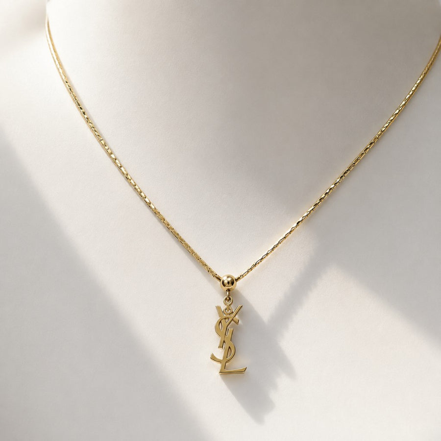 YSL Κολιέ με Χρυσό Λογότυπο YSL