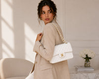 Classic Quilted Chain Shoulder Bag white