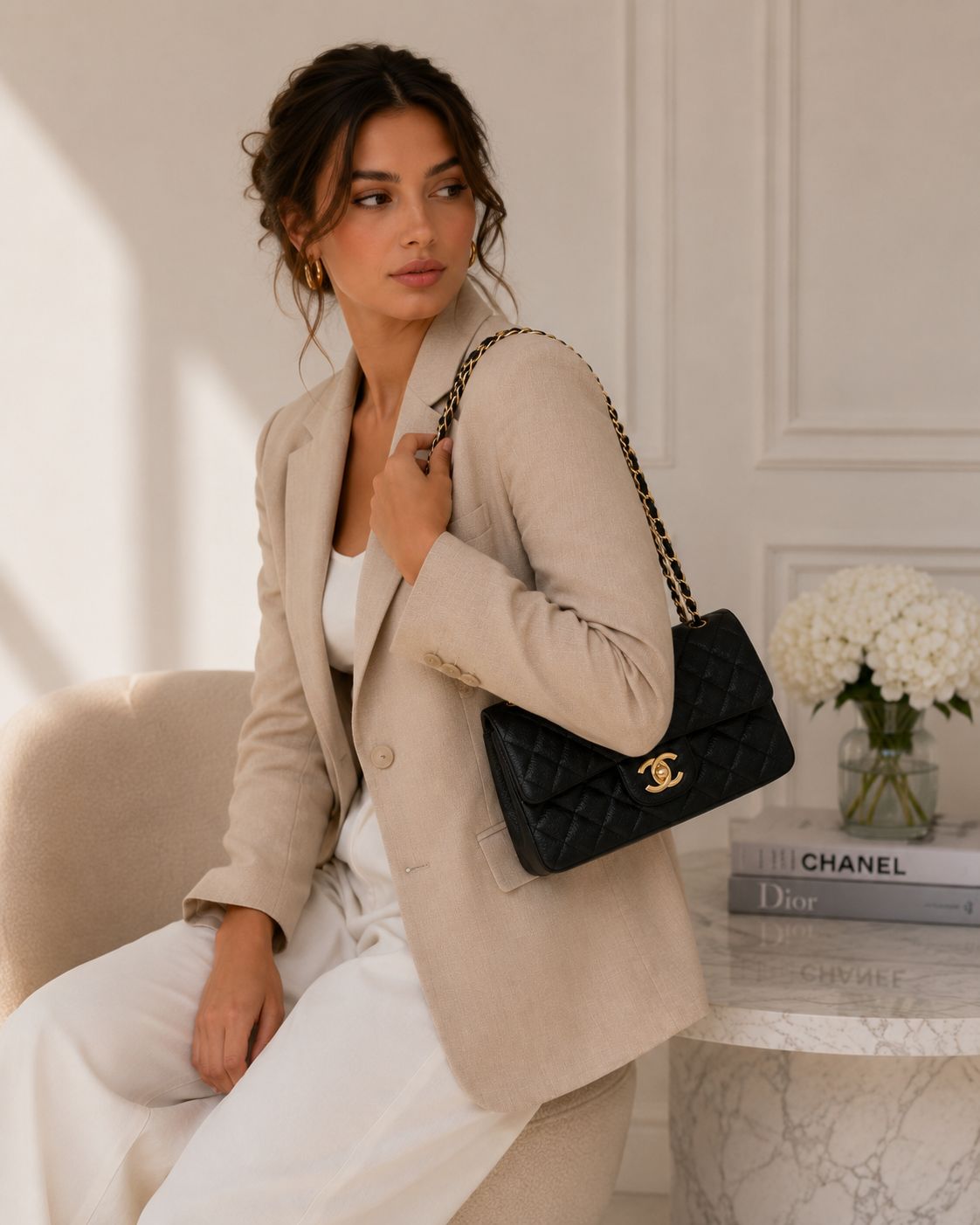 Classic Quilted Chain Shoulder Bag black