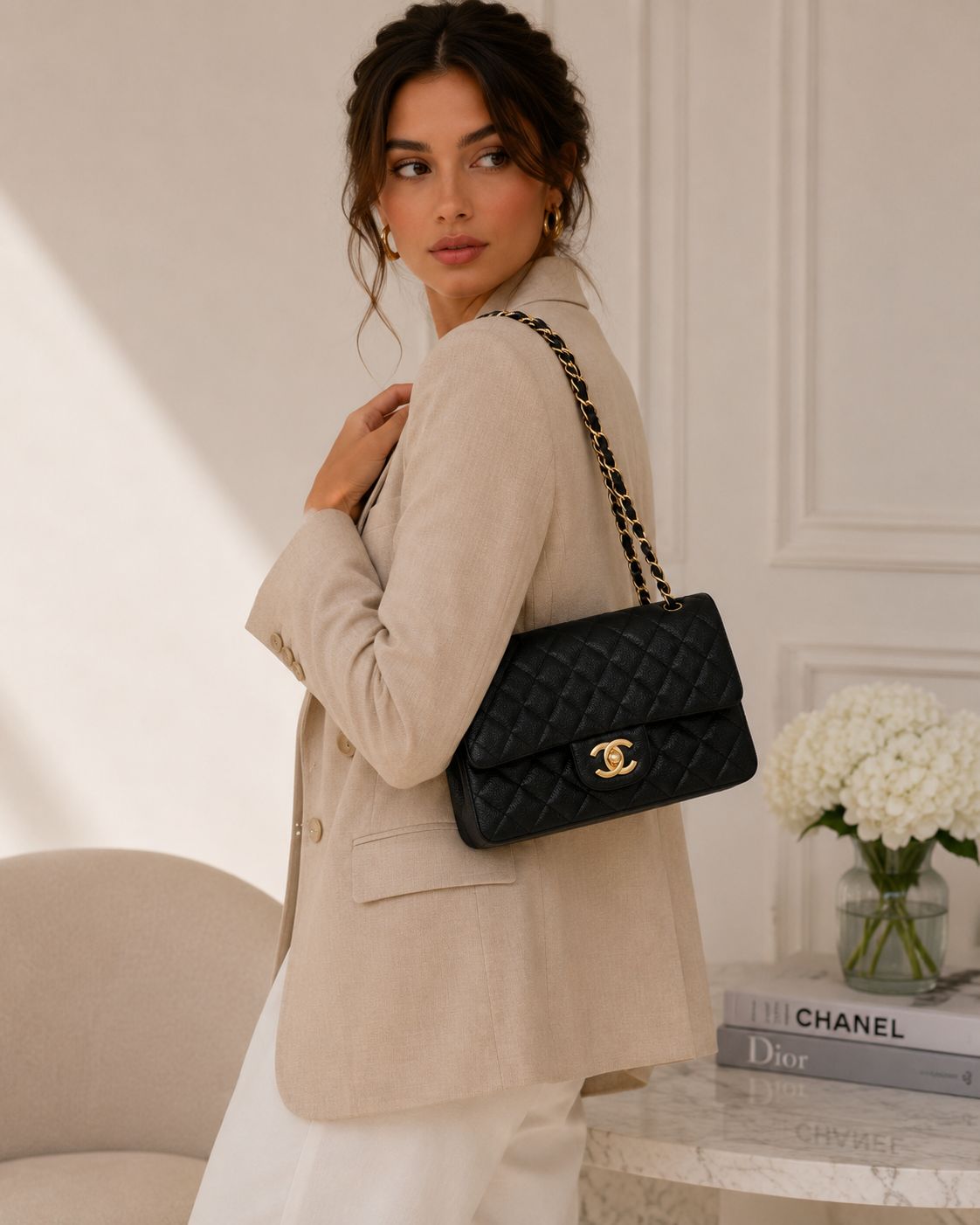 Classic Quilted Chain Shoulder Bag black