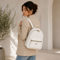 Coach Signature Canvas Backpack white