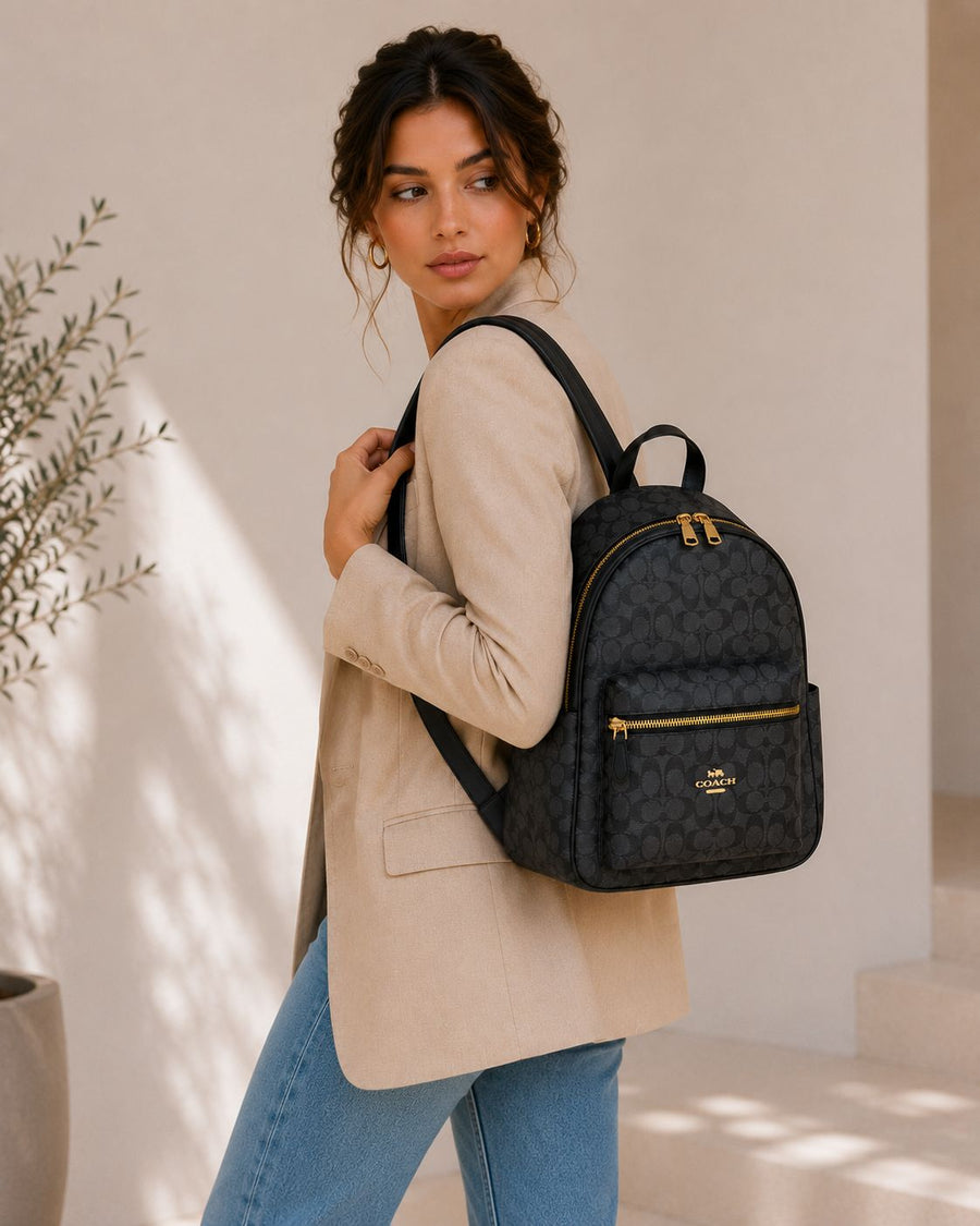 Coach Signature Canvas Backpack black