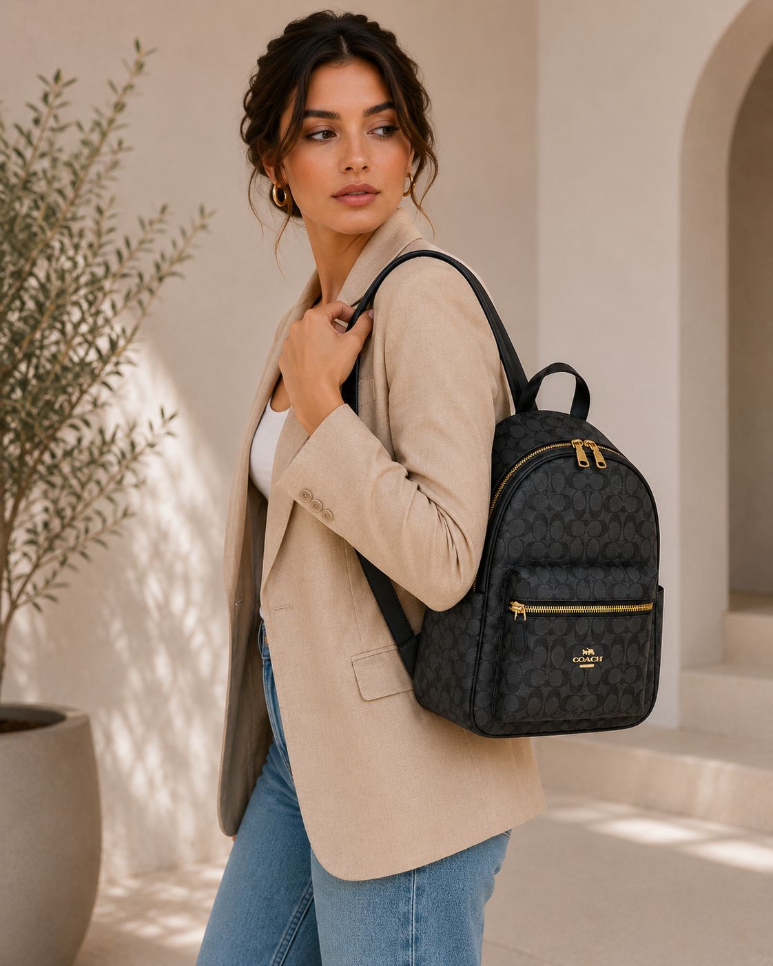 Coach Signature Canvas Backpack black