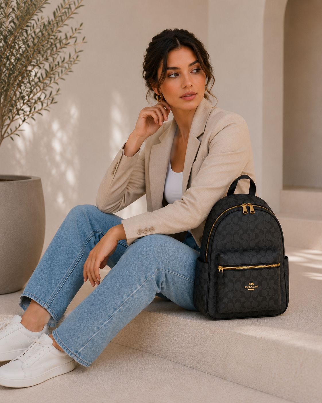 Coach Signature Canvas Backpack black