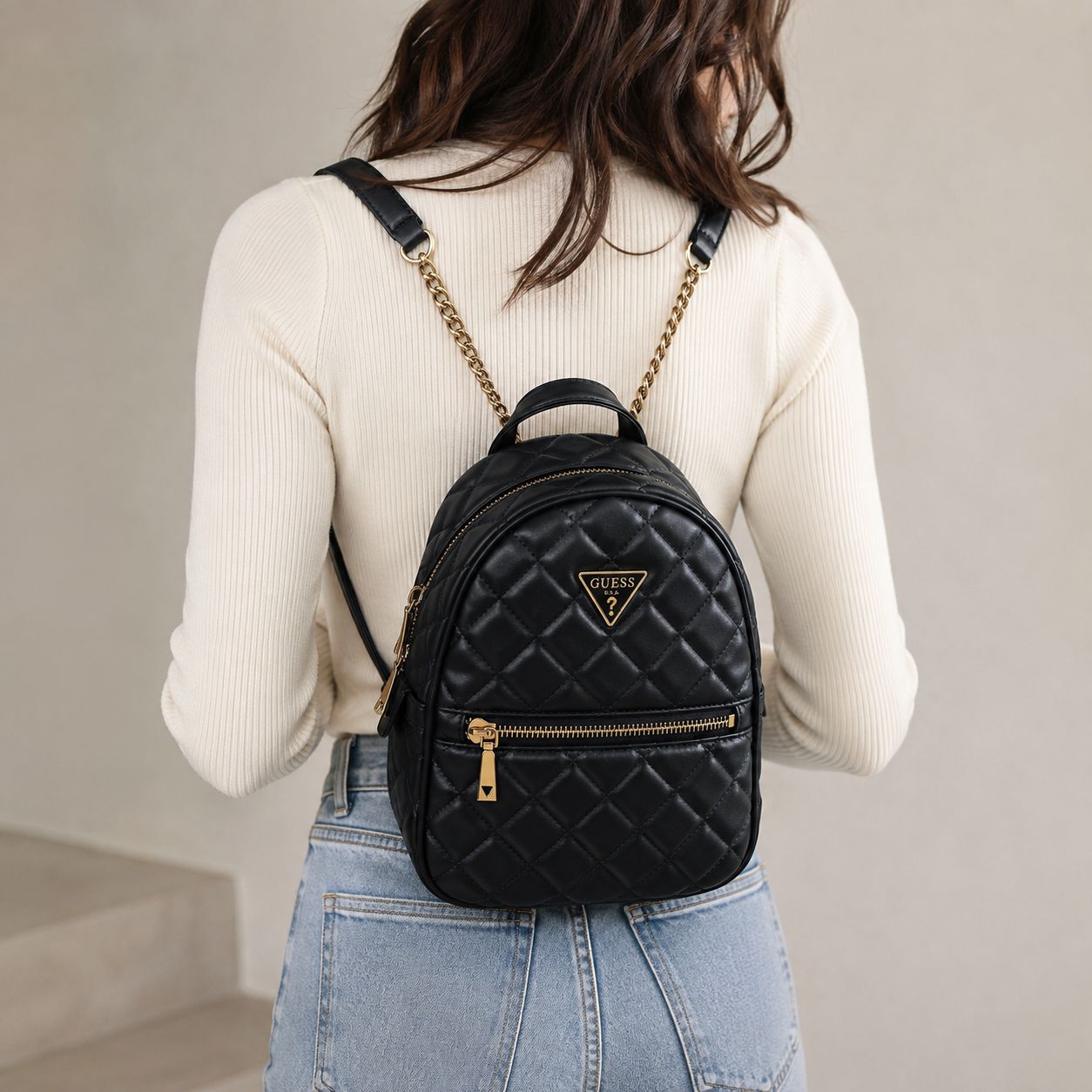 Guess Quilted Mini Backpack black