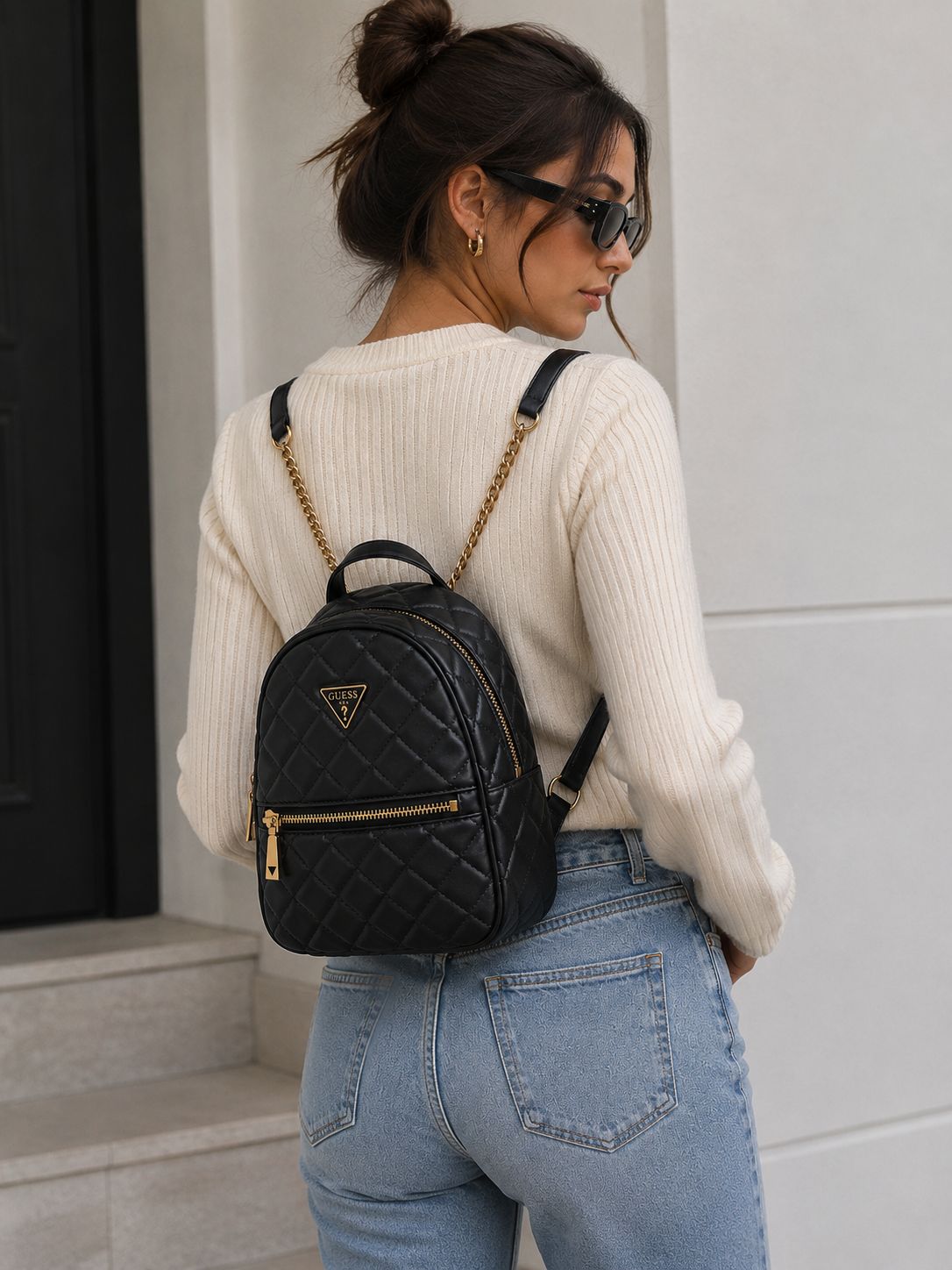 Guess Quilted Mini Backpack black