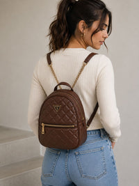 Guess Quilted Mini Backpack Cognac