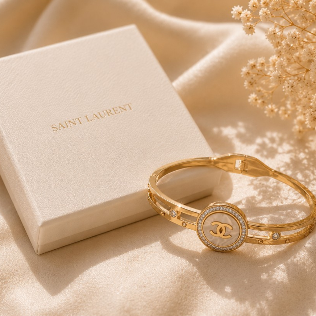Chanel βραχιόλι CC φιλντισί — packaging & σετ