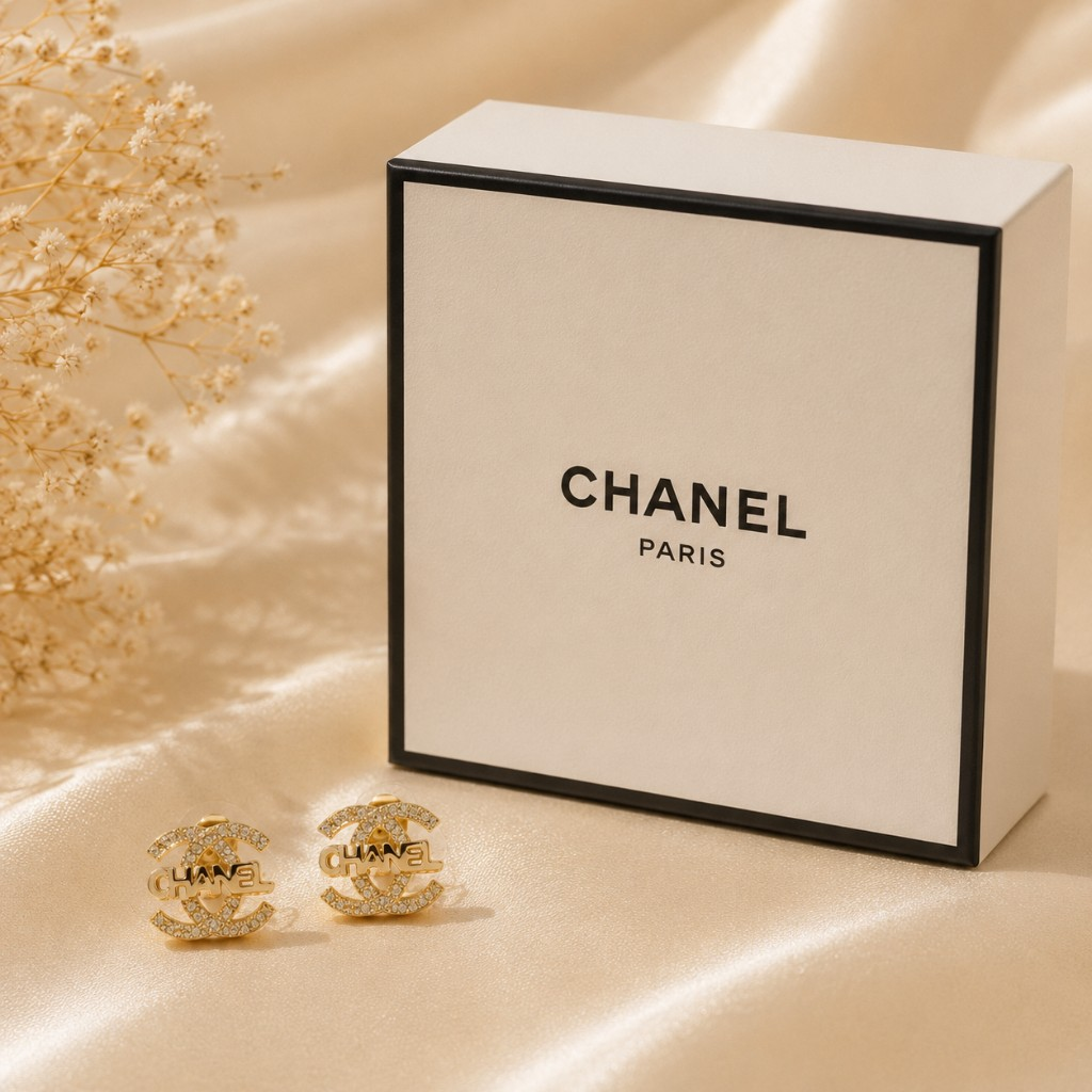 Chanel σκουλαρίκια CC — packaging & σετ