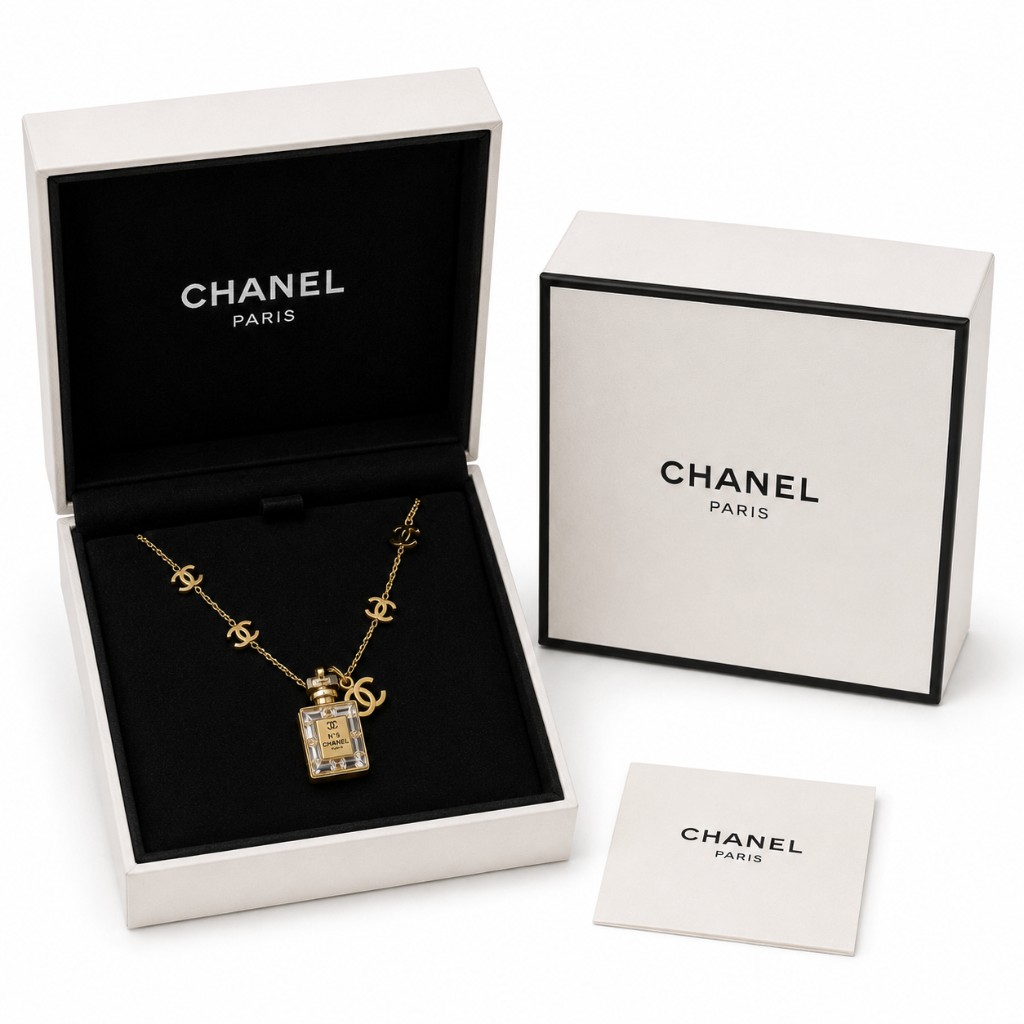 Chanel κολιέ N°5 — packaging & σετ
