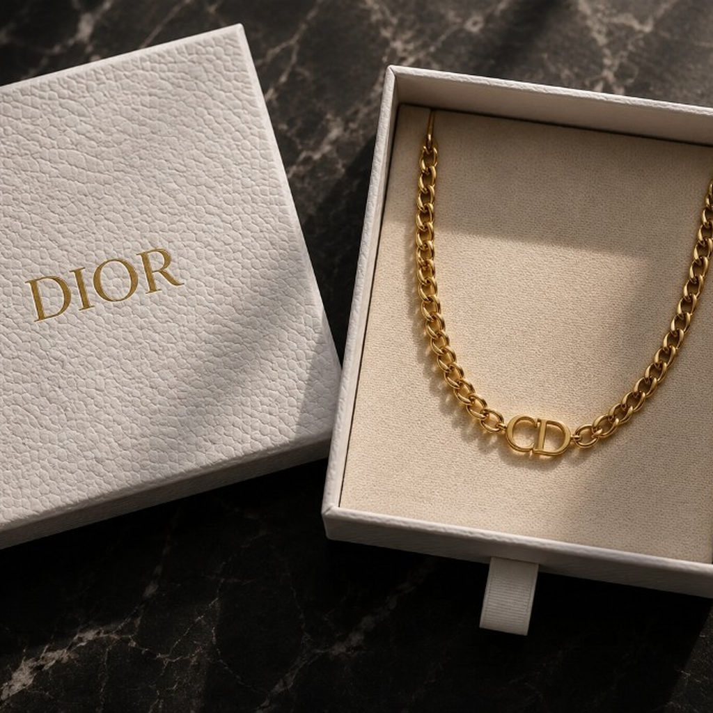 Dior κολιέ curb CD — packaging & σετ