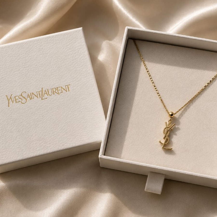 YSL Κολιέ με Χρυσό Λογότυπο YSL