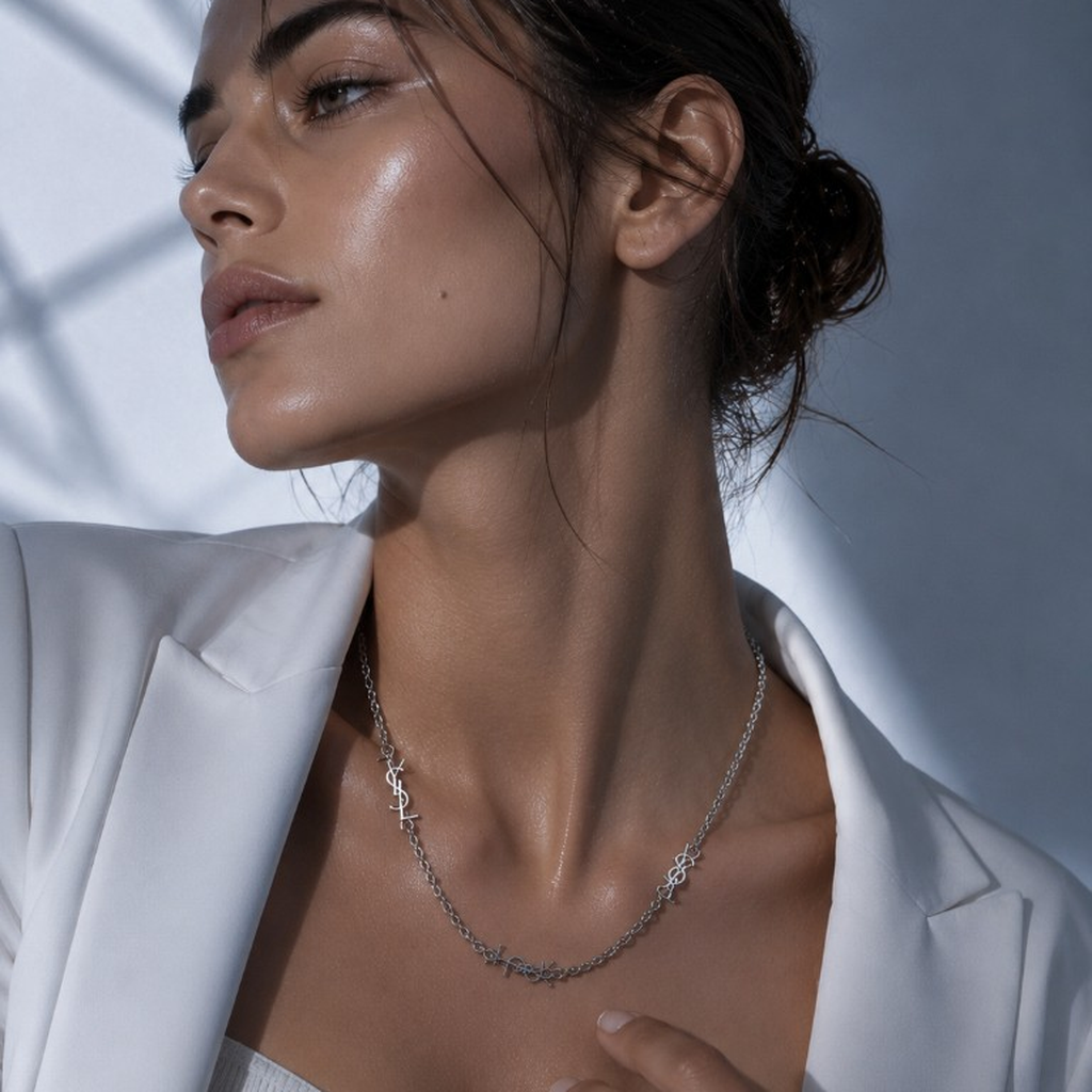YSL κολιέ ασημί — lifestyle φωτογραφία 2