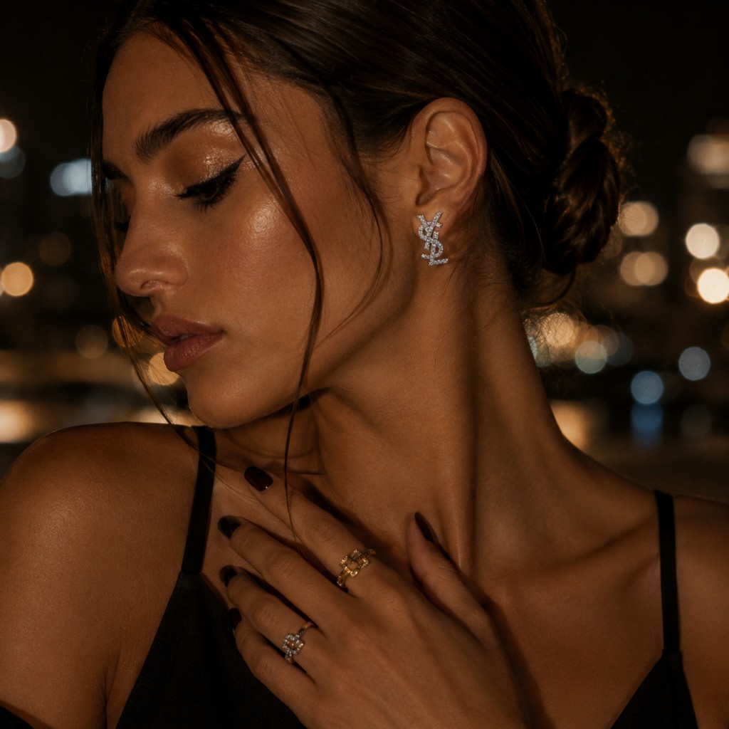 YSL σκουλαρίκια stud ασημί — lifestyle φωτογραφία