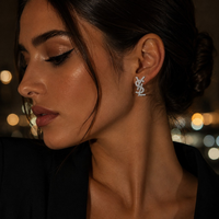 YSL σκουλαρίκια stud ασημί — κοντινή λήψη