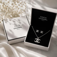 Chanel Σετ Κολιέ και Σκουλαρίκια CC Ασημί
