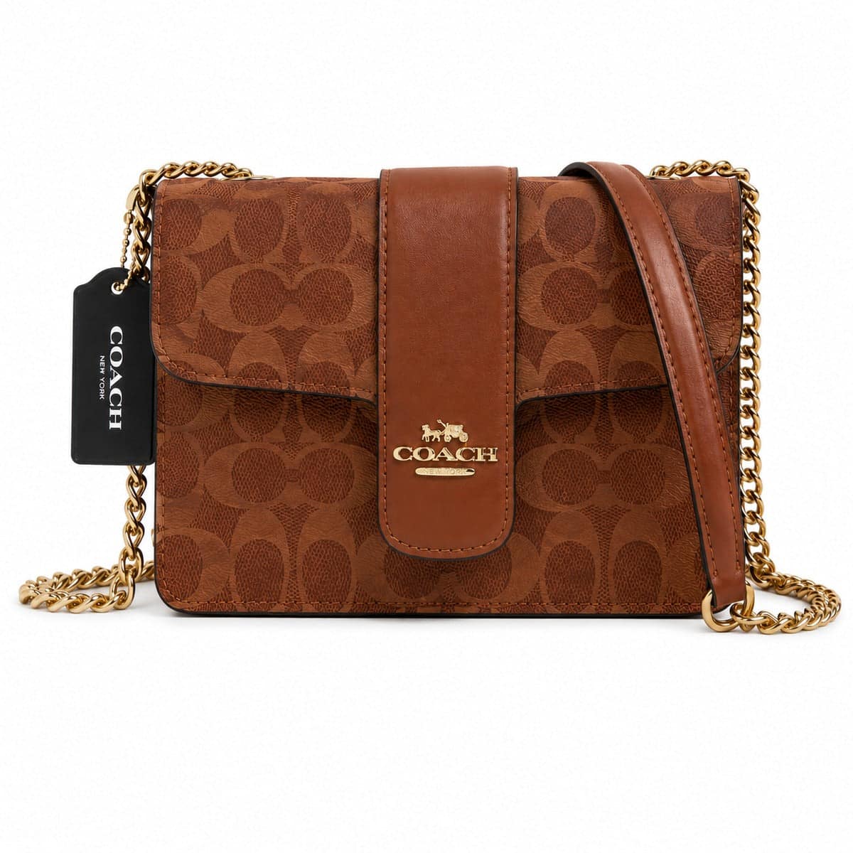 Coach Signature Monogram Crossbody Brown