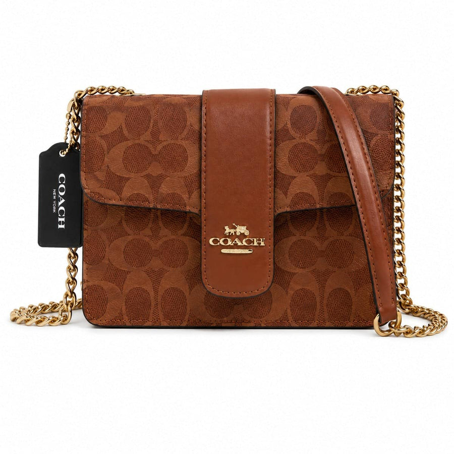 Coach Signature Monogram Crossbody Brown