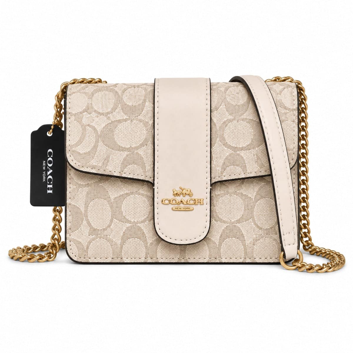 Coach Signature Monogram Crossbody Cream