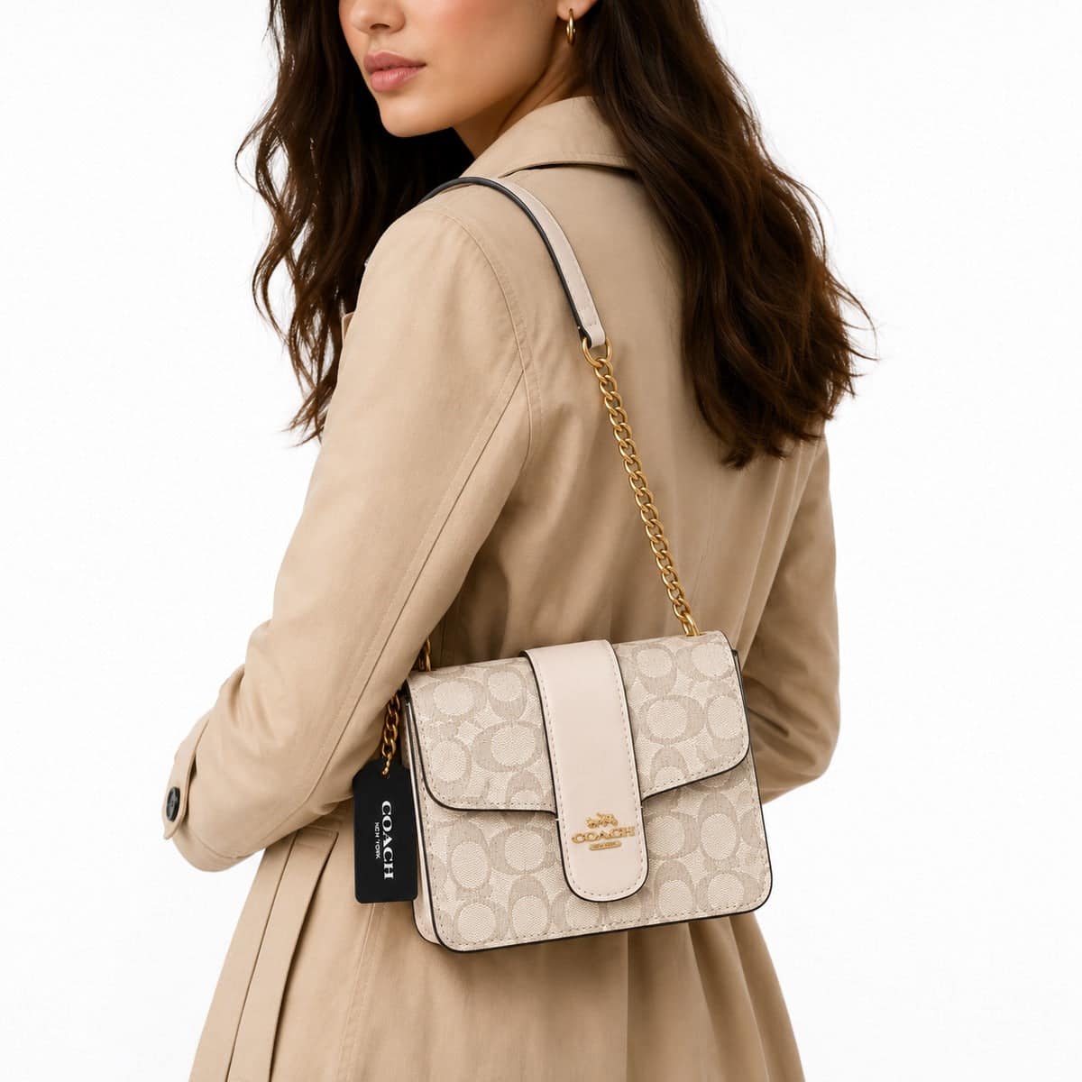 Coach Signature Monogram Crossbody Cream