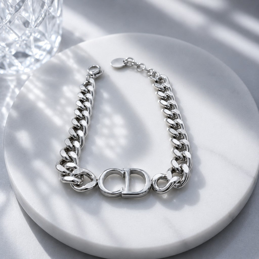 Dior Βραχιόλι Curb CD Ασημί