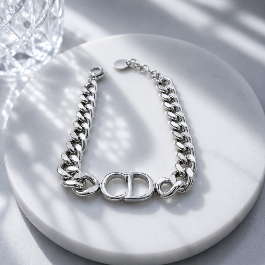 Dior Βραχιόλι Curb CD Ασημί