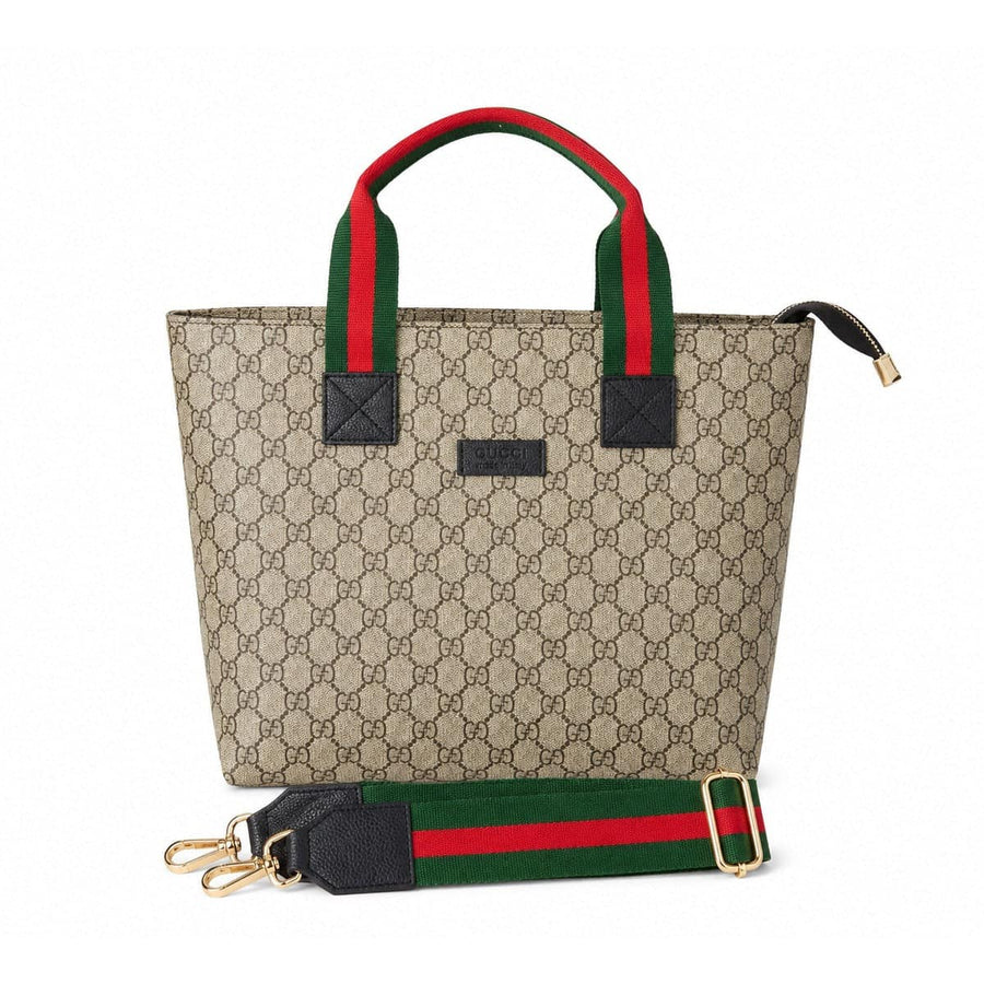 Gucci GG Supreme Tote Web Stripe