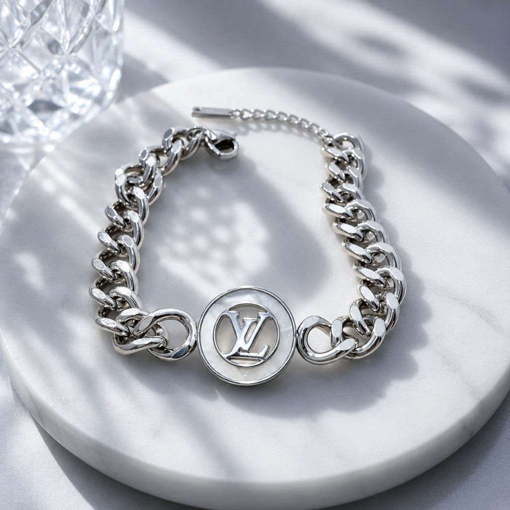 LV Βραχιόλι Αλυσίδα με Μονόγραμμα Mother of Pearl