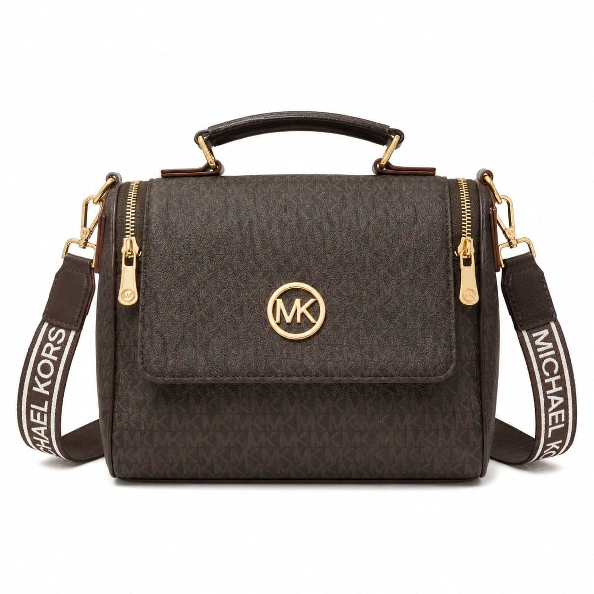 Michael Kors Monogram Satchel Brown Strap