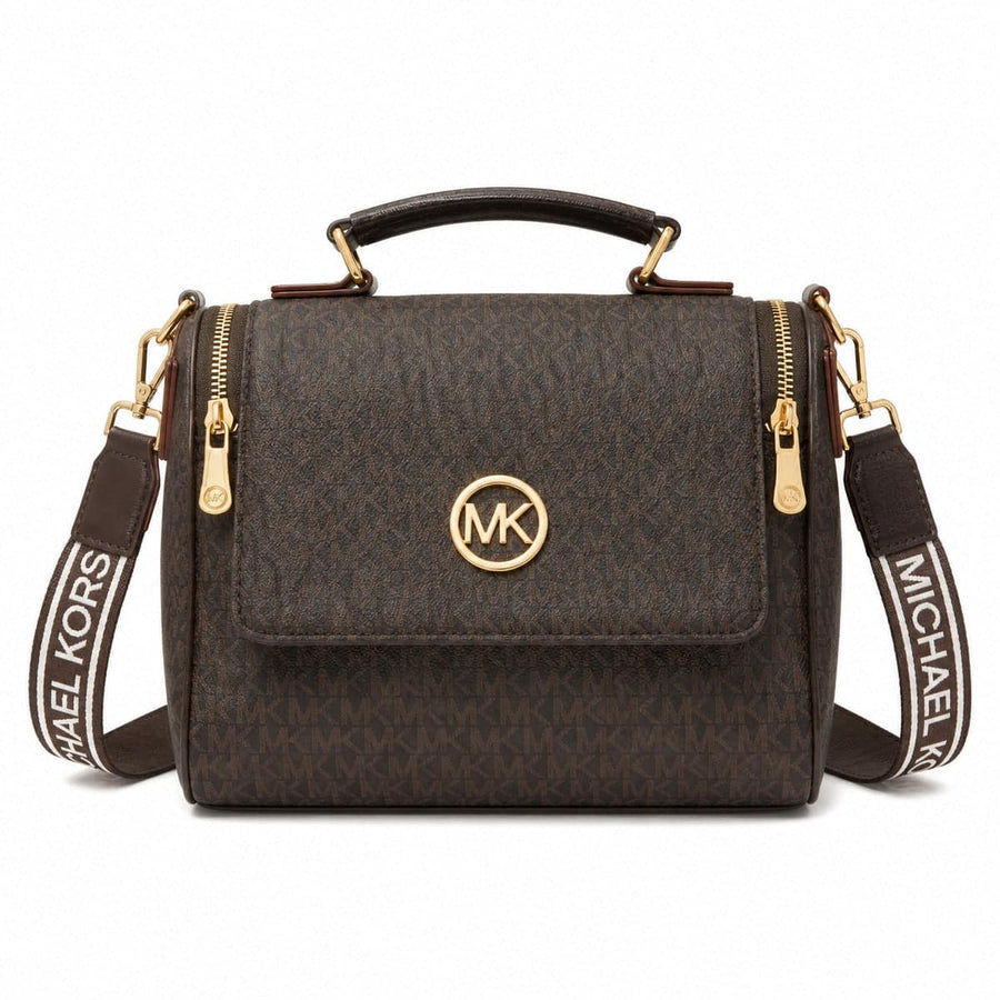 Michael Kors Monogram Satchel Brown Strap