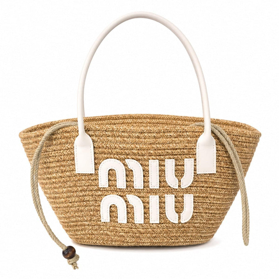 Miu Miu Woven Straw Tote Natural