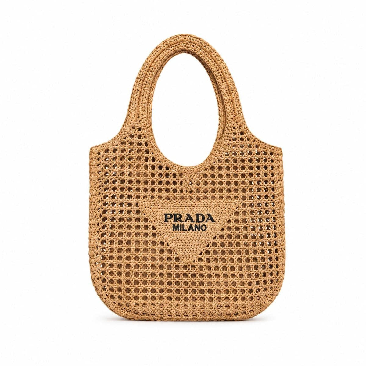 Prada Milano Woven Mesh Tote Natural