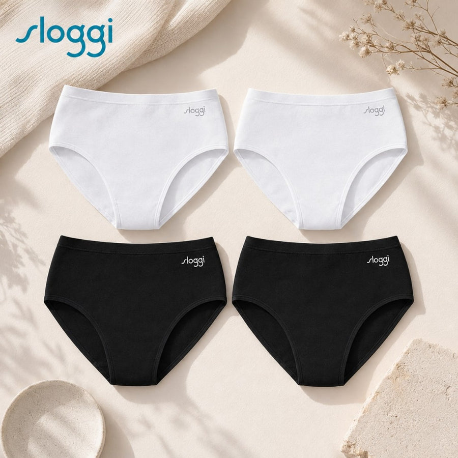 Sloggi Σετ 4 Σλιπ Comfort — Λευκό & Μαύρο