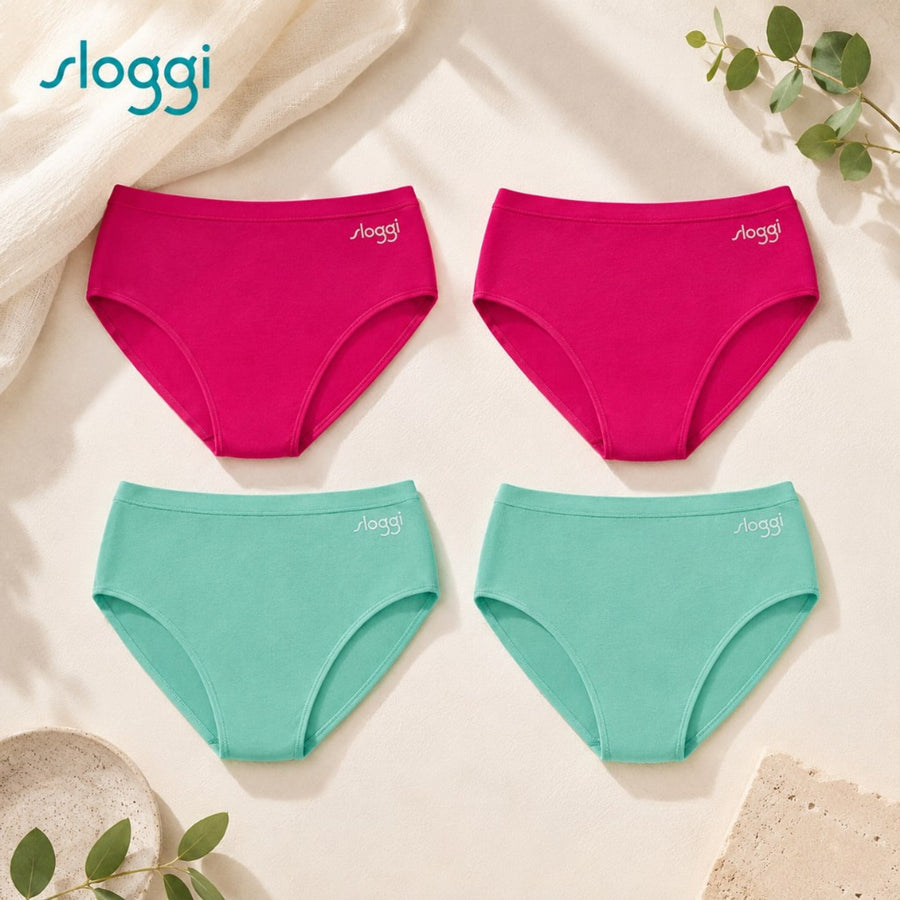 Sloggi Σετ 4 Σλιπ Comfort — Magenta & Mint