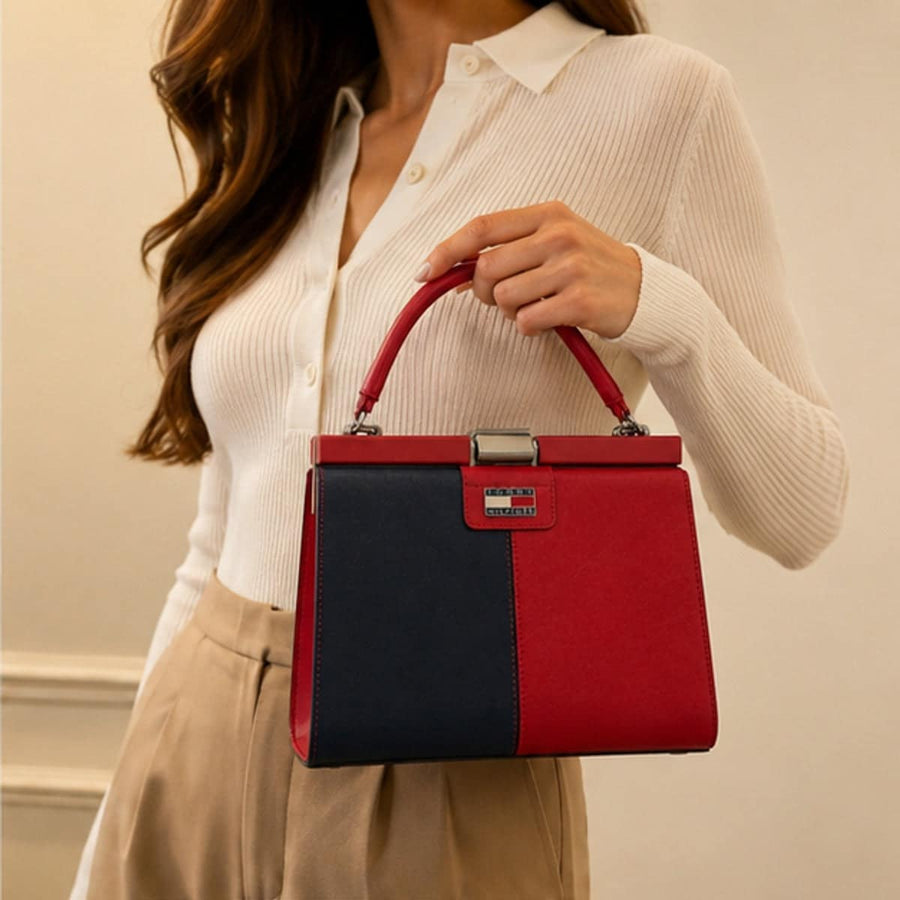 Tommy Hilfiger Τσάντα Χειρός Color-Block Μπλε & Κόκκινη