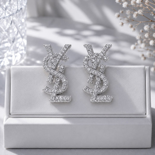 YSL Σκουλαρίκια Stud με Κρύσταλλα Pavé