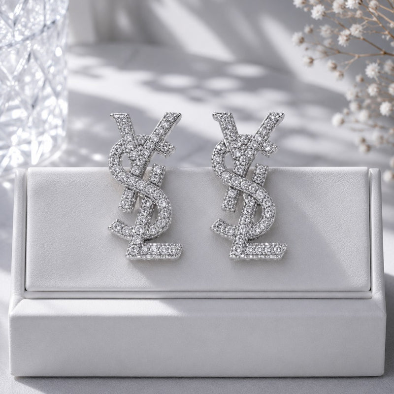 YSL Σκουλαρίκια Stud με Κρύσταλλα Pavé